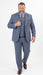 Mens Dusty Blue 3 Piece Suit 100% Wool Fabric – Classic Fit Wide Leg Pleated Pants Double Breasted Vest Formal Business Church Suit By Apollo King