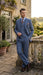 Mens Dusty Blue 3 Piece Suit 100% Wool Fabric – Classic Fit Wide Leg Pleated Pants Double Breasted Vest Formal Business Church Suit By Apollo King