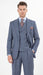 Mens Dusty Blue 3 Piece Suit 100% Wool Fabric – Classic Fit Wide Leg Pleated Pants Double Breasted Vest Formal Business Church Suit By Apollo King