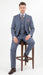 Mens Dusty Blue 3 Piece Suit 100% Wool Fabric – Classic Fit Wide Leg Pleated Pants Double Breasted Vest Formal Business Church Suit By Apollo King