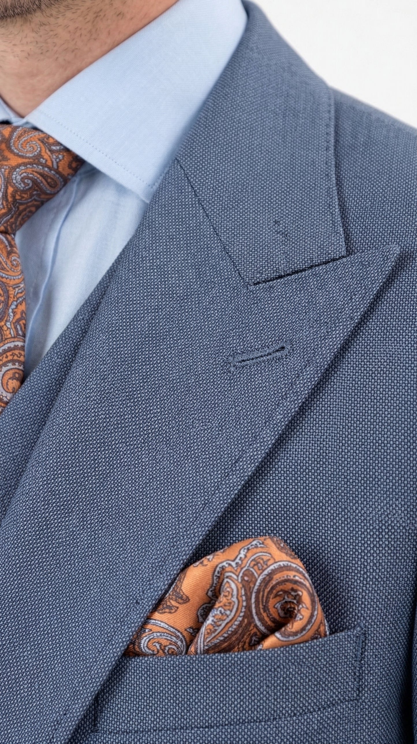 Mens Dusty Blue 3 Piece Suit 100% Wool Fabric – Classic Fit Wide Leg Pleated Pants Double Breasted Vest Formal Business Church Suit By Apollo King