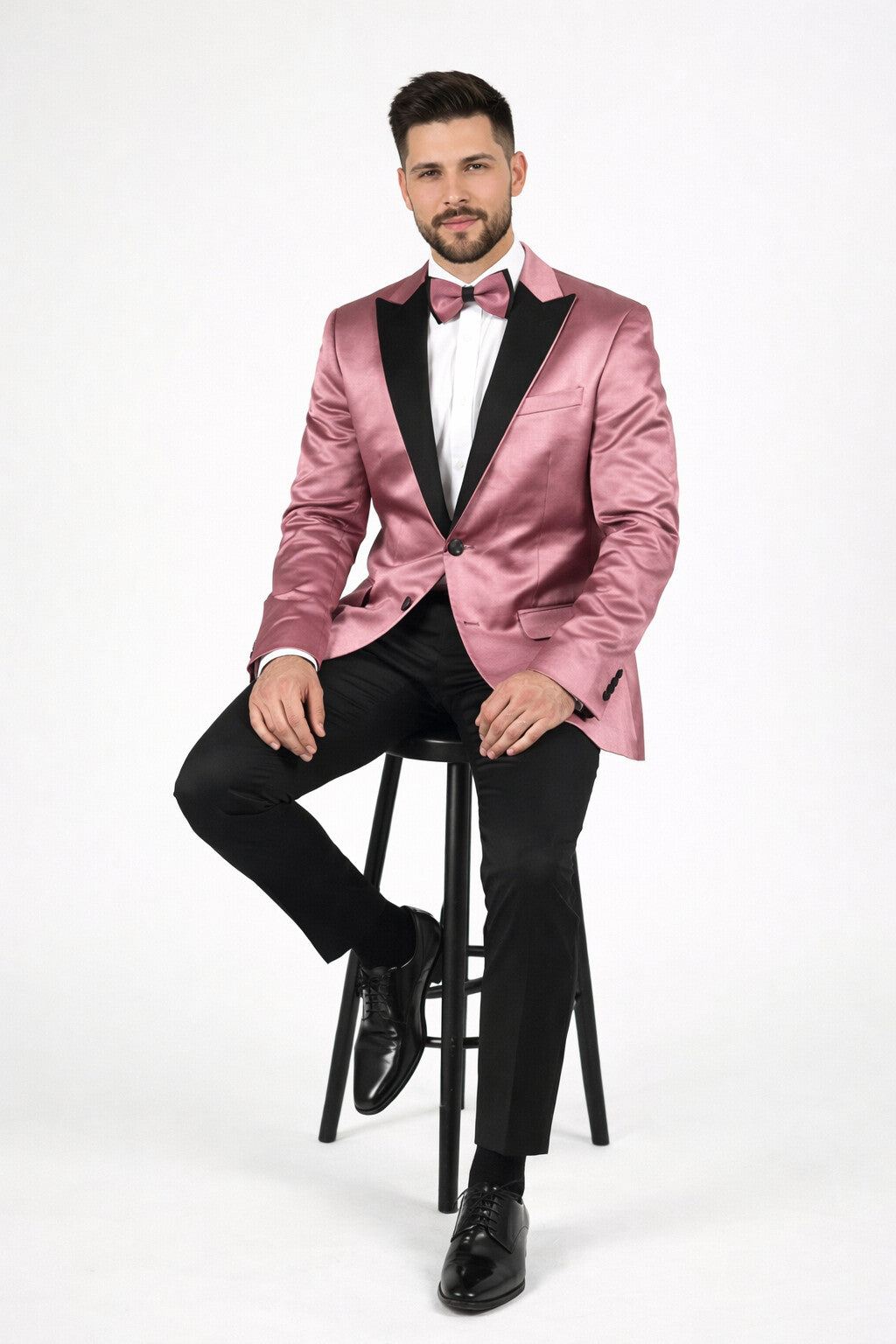 Men's ( Rose Gold - Dusty Rose ) - Blush Dark Pink  tuxedo Blazer Dinner Jacket - Image 4