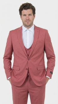 Men’s Dusty Rose Three Piece Suit – Modern Formal 3PC Wedding and Prom Suit - Pink Coloe Modern Fit