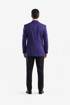 Men's Egg Plant 2 Buttons Big & Tall No Vent Sport Coat - Image 2