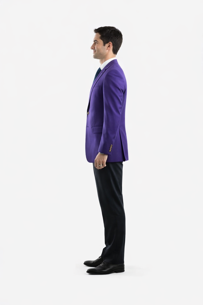 Men's Egg Plant 2 Buttons Big & Tall No Vent Sport Coat - Image 4