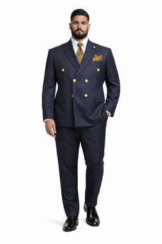 Mens Double Breasted Blazer - Wool Navy Blue Sport Coat With Gold Buttons - Image 6