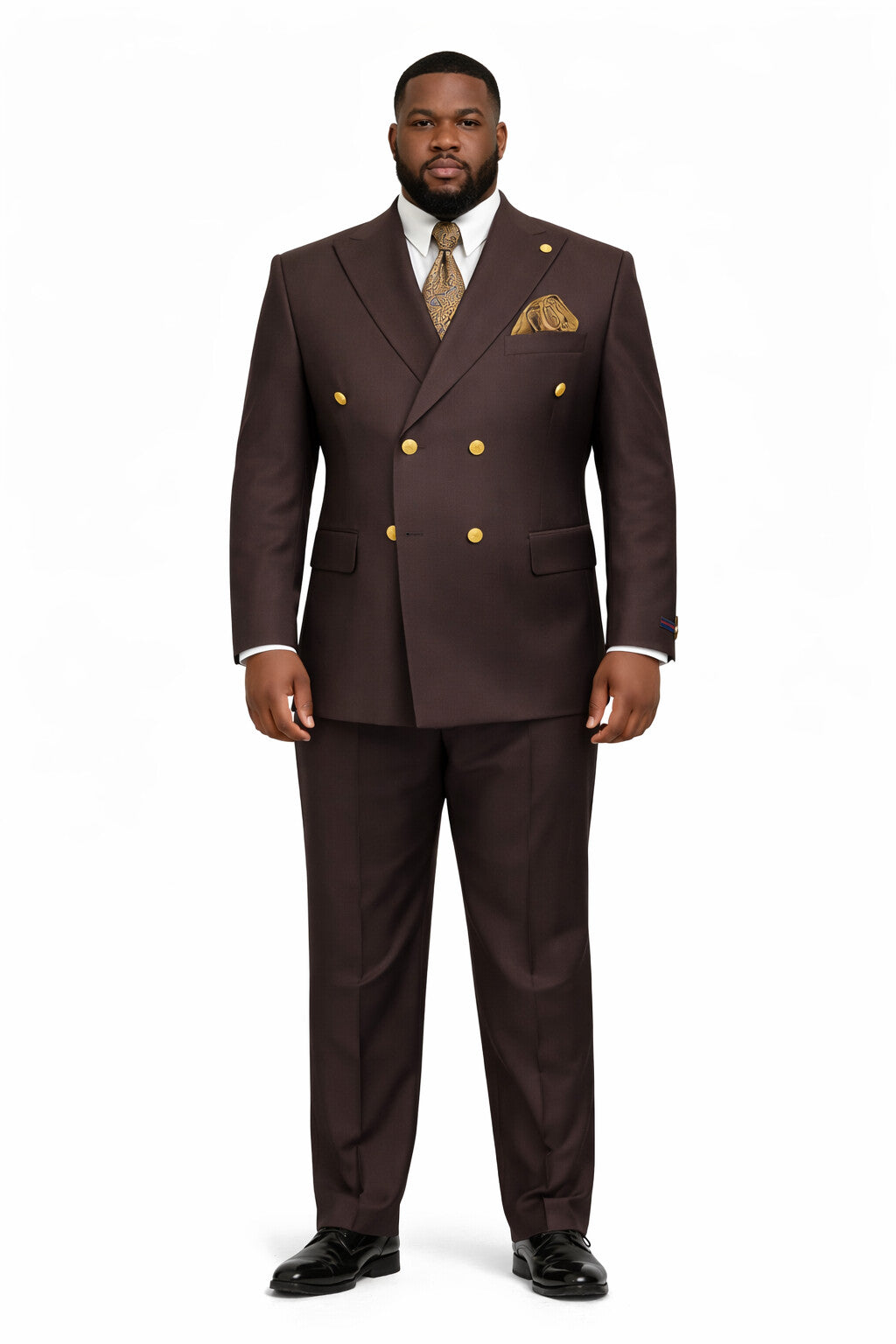 Mens Double Breasted Blazer - Wool Brown Sport Coat With Gold Buttons - Image 6