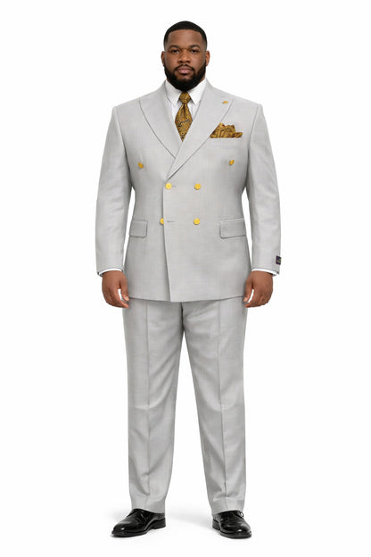 Mens Double Breasted Blazer - Wool Light Grey Sport Coat With Gold Buttons - Image 6