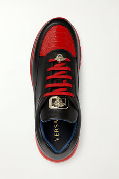 Belvedere Flash Men's Black & Red Ostrich-Calf Sneakers - Image 2