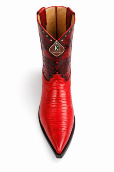 Men's King Exotic Boots Teju Lizard 3x Toe Red (495vf0712) - Image 4