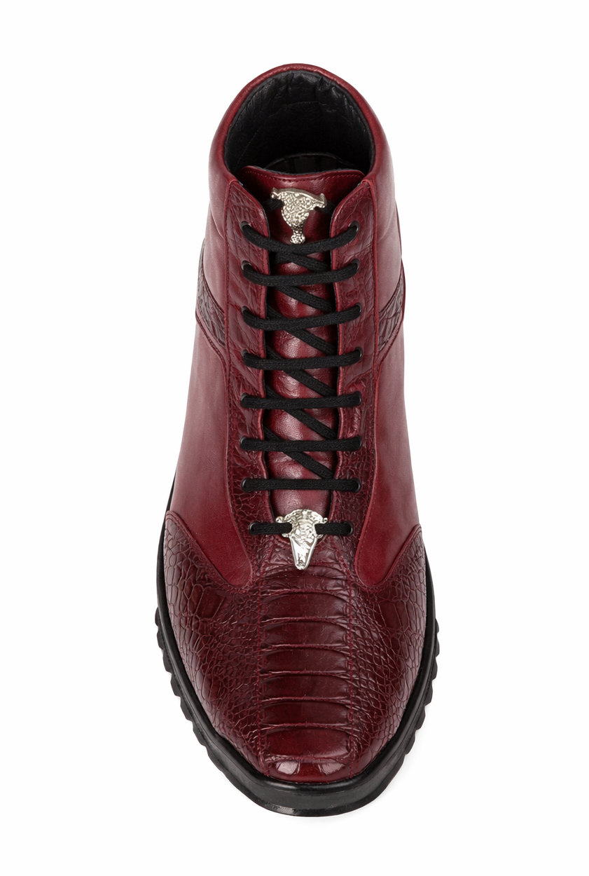 Mens Exotic Sneakers - Alligator Sneakers By Brand  in Color Burgundy - Image 5