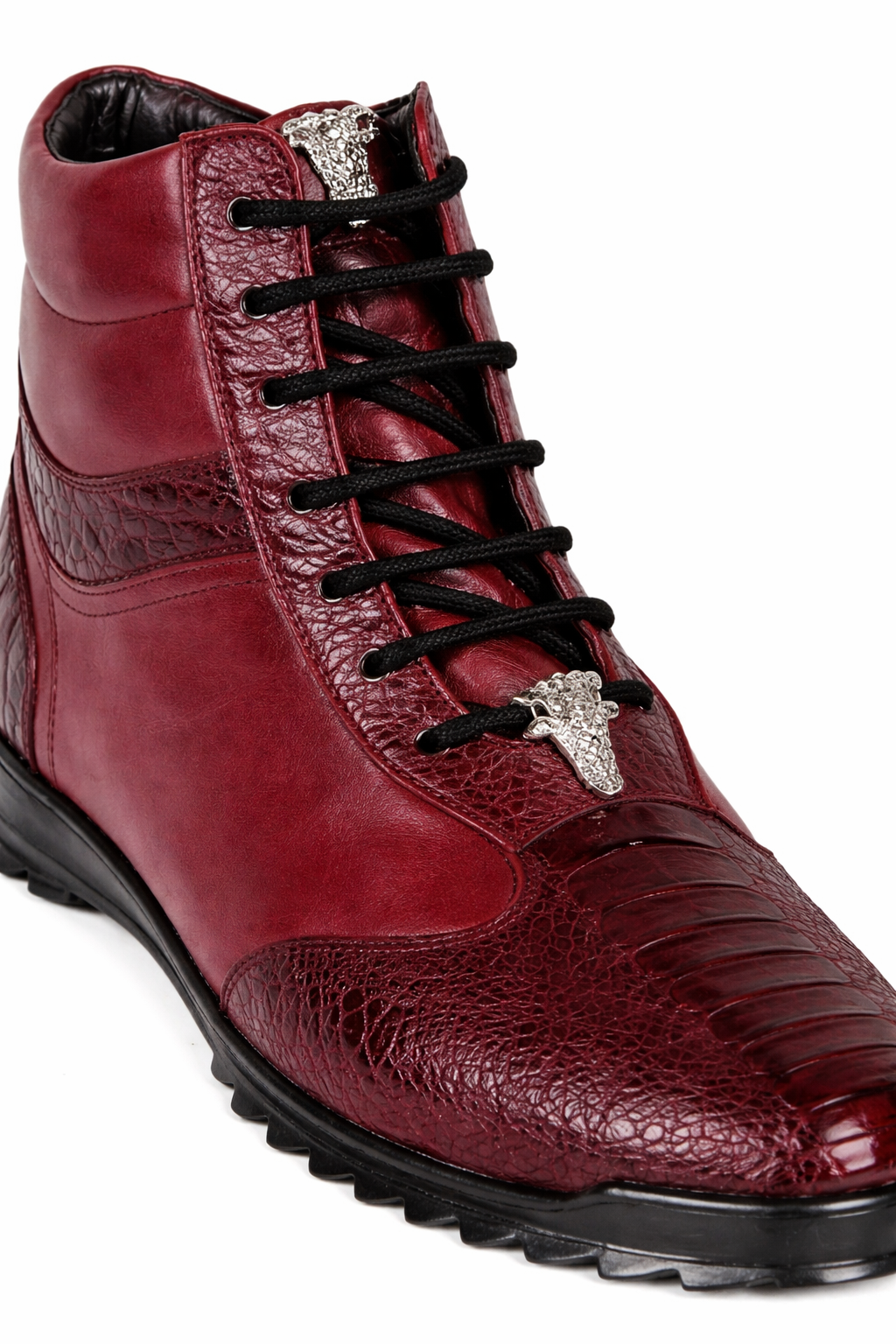 Mens Exotic Sneakers - Alligator Sneakers By Brand  in Color Burgundy - Image 7