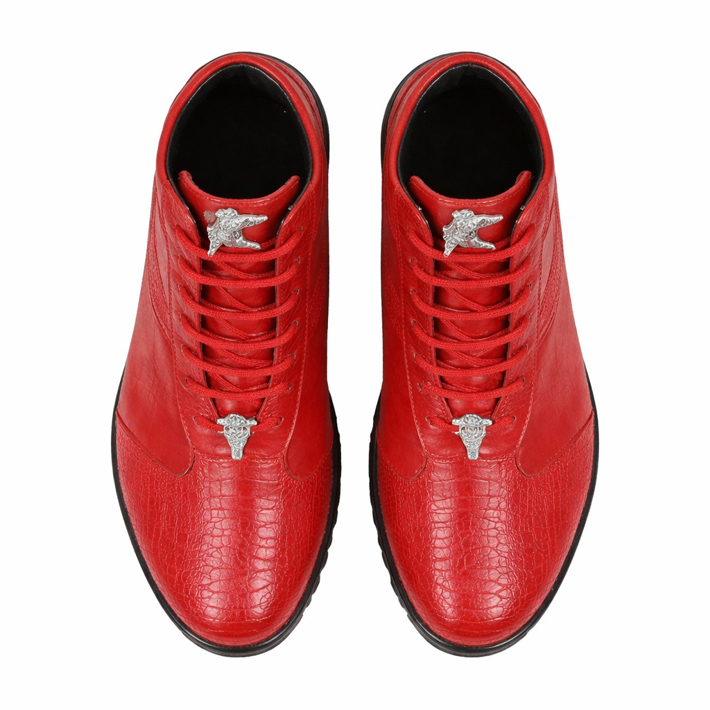 Mens Exotic Sneakers - Alligator Sneakers By Brand  in Color Red