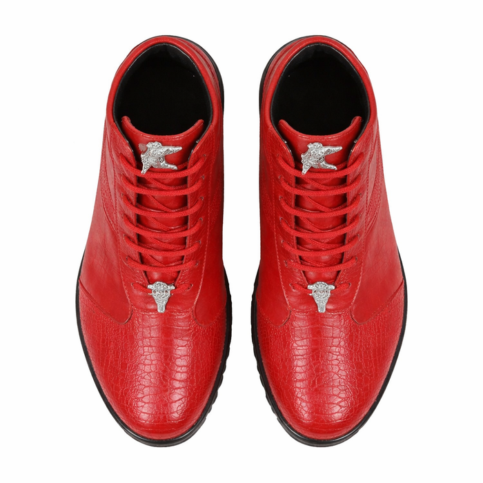Mens Exotic Sneakers - Alligator Sneakers By Brand  in Color Red