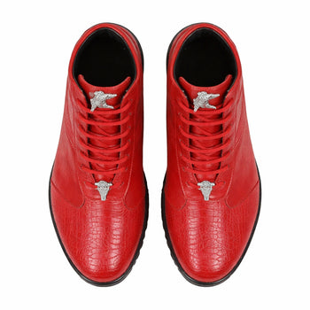 Mens Exotic Sneakers - Alligator Sneakers By Brand  in Color Red