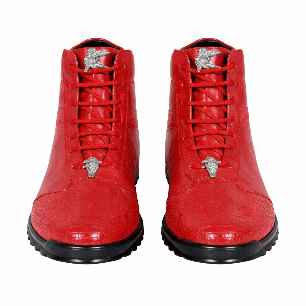 Mens Exotic Sneakers - Alligator Sneakers By Brand  in Color Red