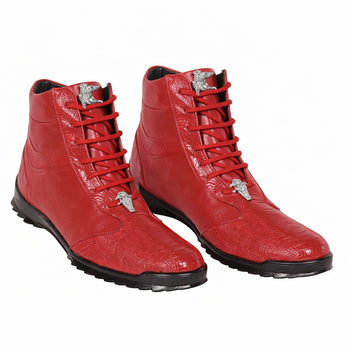 Mens Exotic Sneakers - Alligator Sneakers By Brand  in Color Red