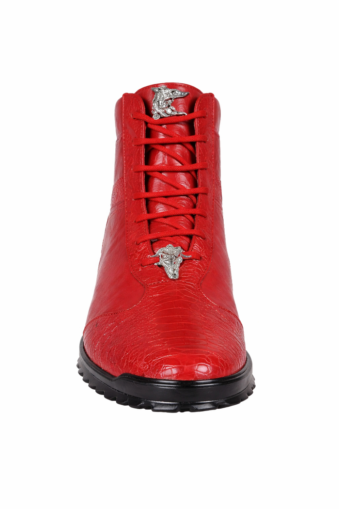 Mens Exotic Sneakers - Alligator Sneakers By Brand  in Color Red