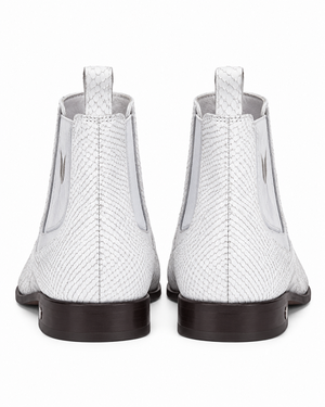 Men's Faded White Vestigium Boots Genuine Caiman Belly Chelsea Boots