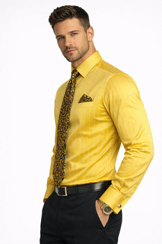 Gold Colorful Men'S Dress Shirt - Image 3