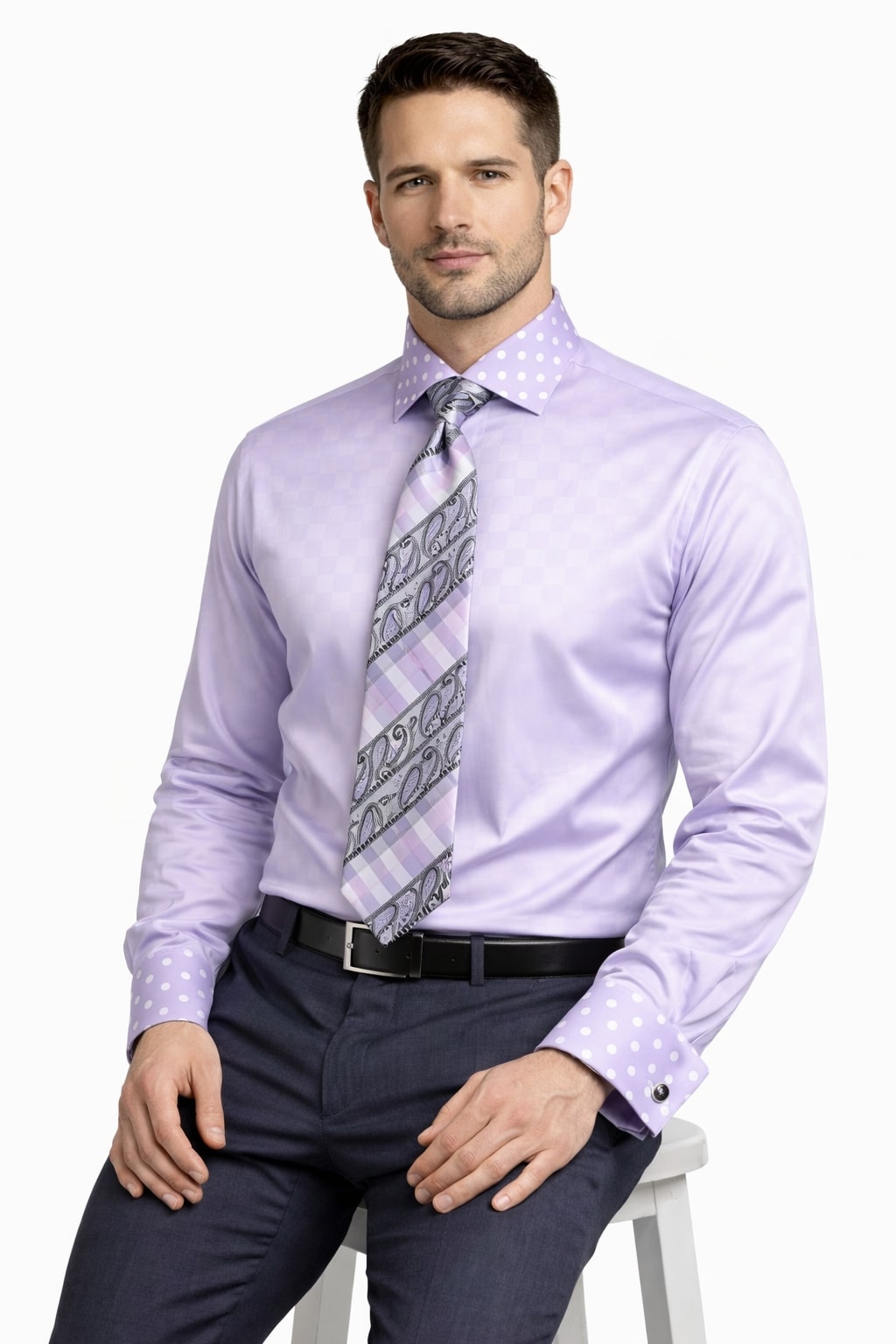 Polka Dot Dress Shirt - Lavender
