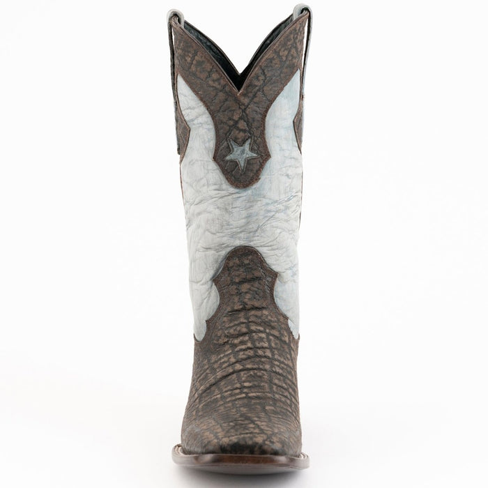 Men's Los Altos Wide Square Toe Crazy Leather Boots - Brown