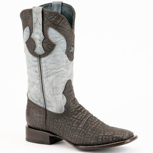 Men's Los Altos Wide Square Toe Crazy Leather Boots - Brown