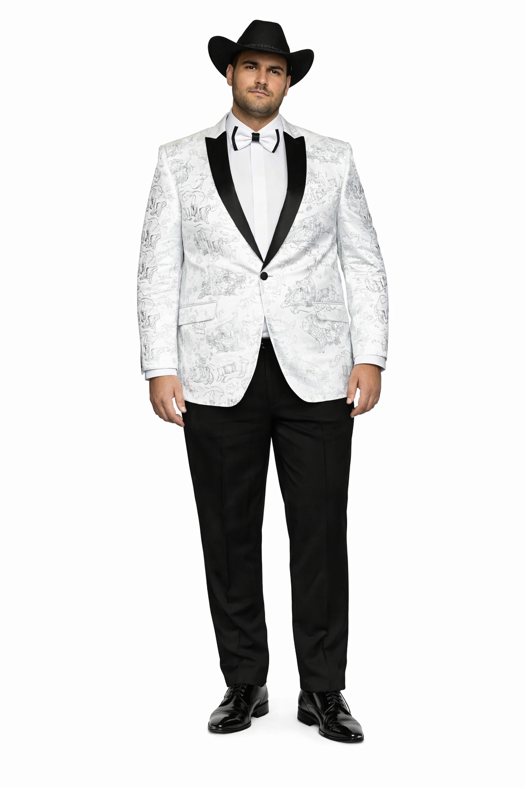 Men's Flashy Fancy Satin Shiny Tuxedo Dinners Jacket Blazer Paisley Sport Coat Silky Satin Stage Fancy Stage Party Dance White/Black