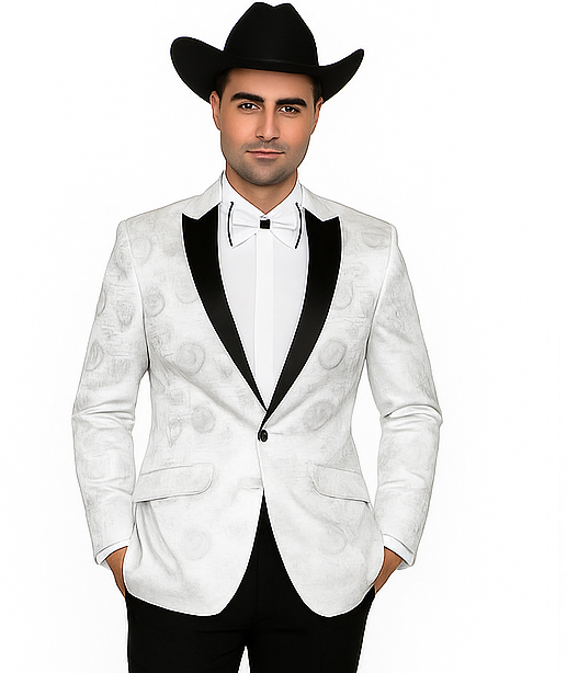 Men's Flashy Fancy Satin Shiny Tuxedos Dinner Jacket Blazer Paisley Sportcoat Silky Satin Stage Fancy Stage Party Dance White/Black