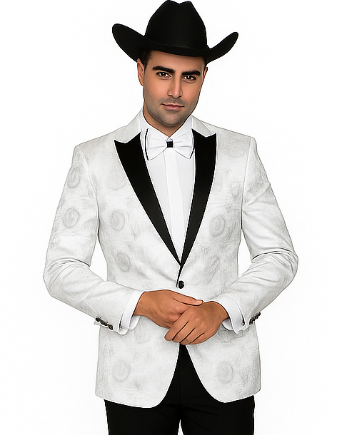 Men's Flashy Fancy Satin Shiny Tuxedos Dinner Jacket Blazer Paisley Sportcoat Silky Satin Stage Fancy Stage Party Dance White/Black