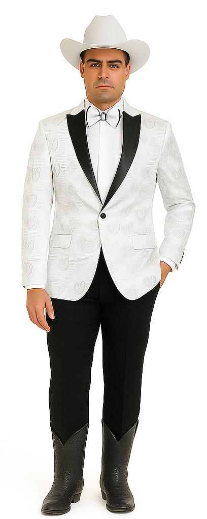 Men's Flashy Fancy Satin Shiny Tuxedo Dinners Jacket Blazer Paisley Sport Coat Silky Satin Stage Fancy Stage Party Dance White/Black