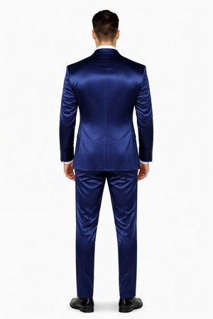 Navy Blue Shiny Suit - Flashy Suit