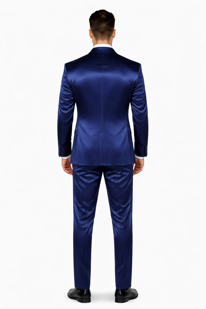 Navy Blue Shiny Suit - Flashy Suit