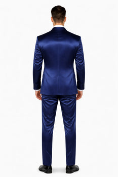 Navy Blue Shiny Suit - Flashy Suit