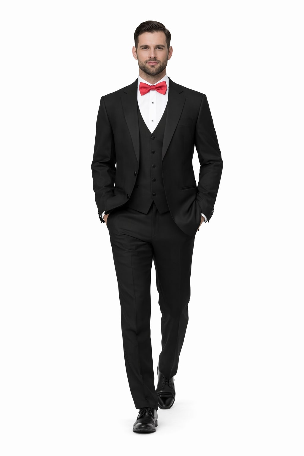 Two Button Three Piece Flat Front Tuxedo