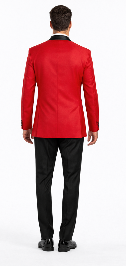 Men'S Formal Attire Red Dinner Jacket Suit And Black Lapel Black Pant Fashion Tuxedo For Men - Red Tuxedo - Image 2