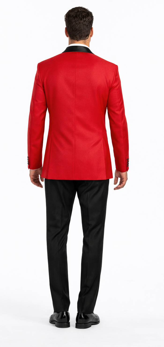 Men'S Formal Attire Red Dinner Jacket Suit And Black Lapel Black Pant Fashion Tuxedo For Men - Red Tuxedo - Image 2