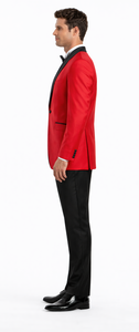 Men'S Formal Attire Red Dinner Jacket Suit And Black Lapel Black Pant Fashion Tuxedo For Men - Red Tuxedo - Image 3