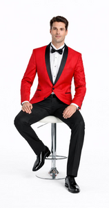 Men'S Formal Attire Red Dinner Jacket Suit And Black Lapel Black Pant Fashion Tuxedo For Men - Red Tuxedo - Image 4