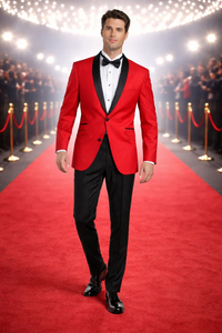 Men'S Formal Attire Red Dinner Jacket Suit And Black Lapel Black Pant Fashion Tuxedo For Men - Red Tuxedo - Image 5