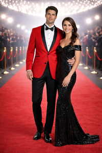 Men'S Formal Attire Red Dinner Jacket Suit And Black Lapel Black Pant Fashion Tuxedo For Men - Red Tuxedo - Image 6