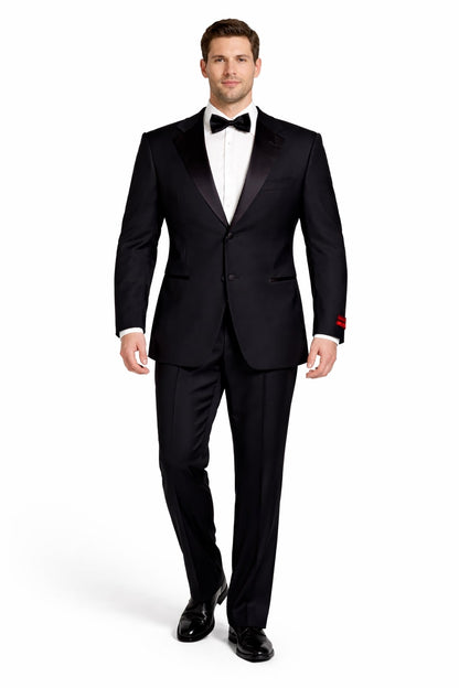 Black 2 Button Wool Tuxedo Without Pleat Flat Front Pants - Image 6