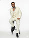 Mens 1 Button Shawl Lapel Vested Wool Prom | Wedding Tuxedo in Ivory