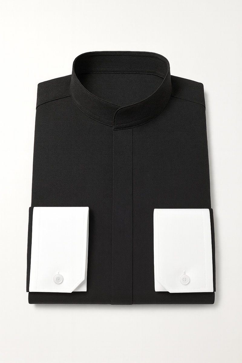 collarless dress shirt black COS Women's Belted Collarless Midi Shirt Dress in Black