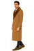 Mens Full Length and Cashmere Overcoat - Winter Topcoats - Light Brown Coat - Dark Camel - Vecuna Color