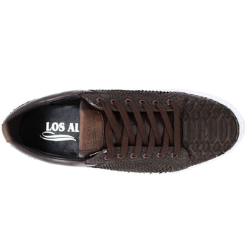 Men's Genuine Full Python Skin Sneakers - Brown
