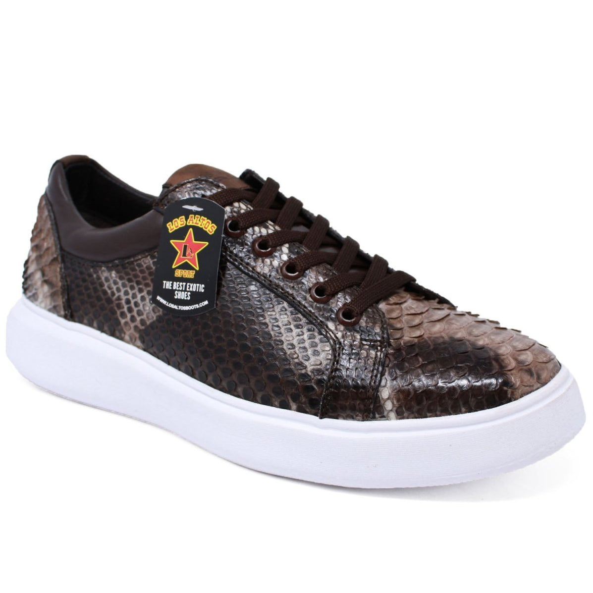 Python Sneakers Men Men's Genuine Full Python Skin Sneakers - Rustic Brown — MensUSA