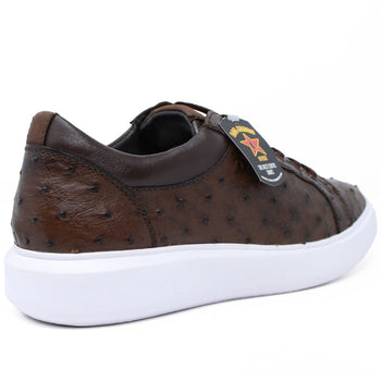Men's Genuine Full Quill Ostrich Leather Sneakers - Brown