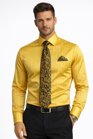 Gold Colorful Men'S Dress Shirt - Image 2