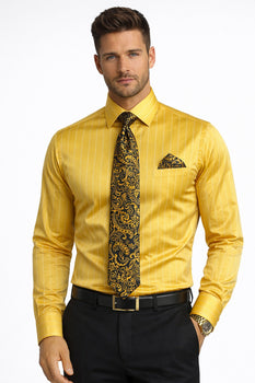 Gold Colorful Men'S Dress Shirt - Image 2